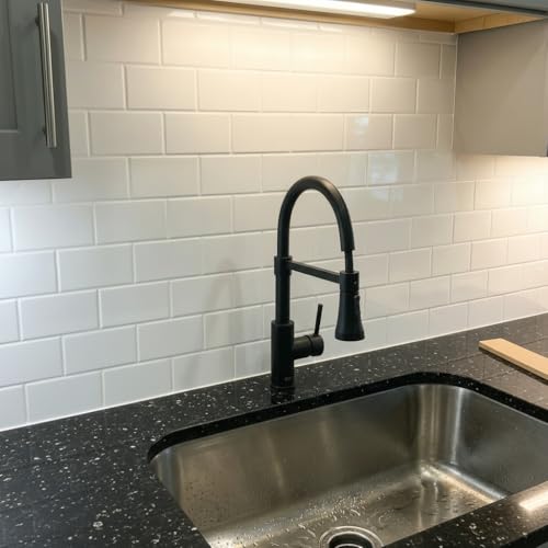 From Plain To Beautiful In Hours 129 Subway PVC 2' x 8' Glue-up Backsplash Panels (Covers / 64 sq.ft), Gloss White, 4 Piece - color: Gloss White, size: Pack of 4