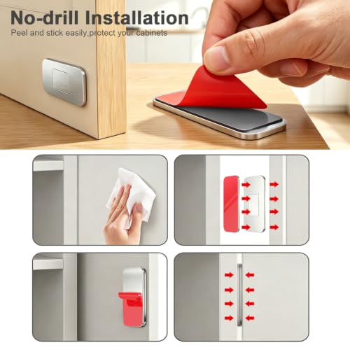 4 Pack Ultra Thin No Drill Magnetic Cabinet Door Catch for Kitchen Cupboard