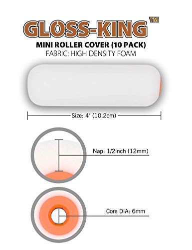 ROLLINGDOG 4Inch Velour Paint Roller and 10PC Foam Paint Roller Covers - 12" Adjustable Long Frame with 4 Locking Positions,Great for Detail Painting at Awkward Corners and Architrave
