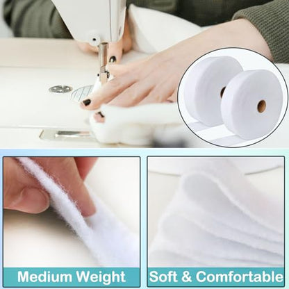 2 Roll Jelly Roll Batting Strip 2 1/4 Inch Cotton Blend Fleece Batting On A Roll Total 70 Yards for Jelly Roll Rugs,Throw Rugs,Braided Rug - size: 2 1/4in×70yd