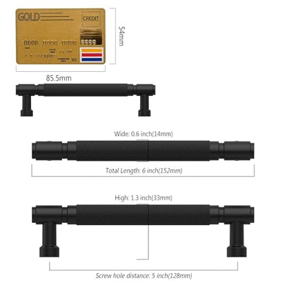 Amerdeco 10 Pack Matte Black knurled Cabinet Pulls 5" - color: Matte Black, size: 5" hole center