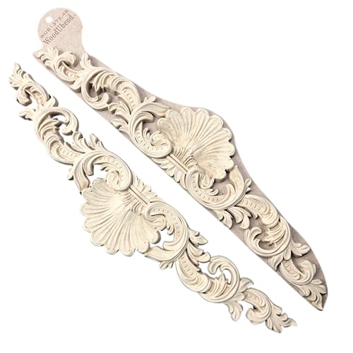 WoodUbend WUB1372.48 Pack of 2 Pediments - Wood Appliques - Heat Bendable & Flexible Onlays 9.8x47.5cm - DIY Craft, Furniture & Home Decor - Easy to Apply & Paint - Versatile & Reusable Decals - size: WUB1372.48