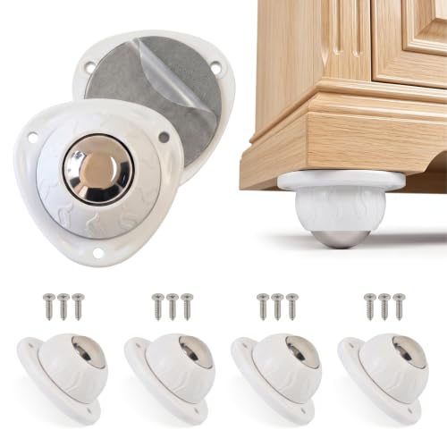 Heavy Duty Self Adhesive Furniture Casters 4 Pack Stick-On Swivel Wheels - color: White-4