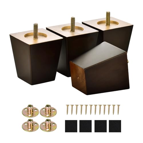 Maricome 3 Inches Furniture Feet for Couch Sofa Set of 4, Replacement Furniture Legs Square Wood Legs M8 Bolt Predrilled - color: Espresso, size: 3 Inch