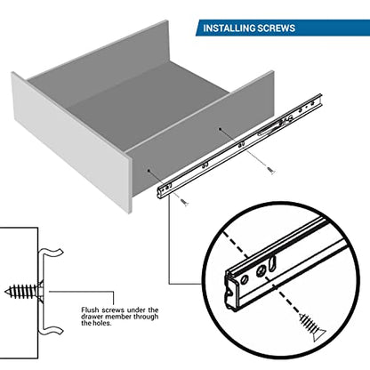 Pair of 12" Rok Hardware Soft Close Drawer Slides, Full Extension, Ball Bearing, 100 lb Weight Capacity - Available in 12", 14", 16", 18", 20", 22" and 24" Lengths - size: 12 Inch