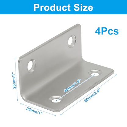4 Pcs Corner Brace Angle Bracket, 2.36"x 1", Silver - size: silver,2.36"x 1"