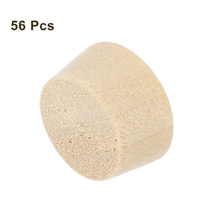 uxcell 56Pcs Wood Button Plugs, 12.5mm/0.49" Flat Head Hardwood Screw Hole Plug Wooden Caps Buttons Wood Plug for Furniture Woodworking Craft Decor (14mm x 12.5mm) - size: 14x12.5x9mm