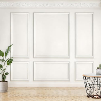 6 Set Pre-Cut Wall Molding Kit, Ready to Assemble Decorative Panels for Accent Wall Design - Installed with Glue, 3 Top 3 Bottom Accent Pieces for Bedroom & Living Room Interior Decor