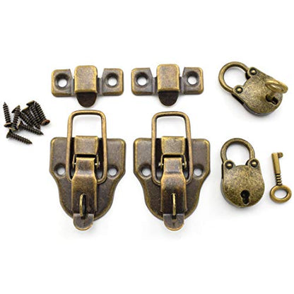 Retro Style Cabinet Duckbilled Toggle Hasp Latch and Antique Padlock Kit