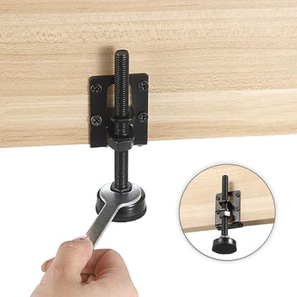 OwnMy 4PCS Adjustable Furniture Leveling Feets L Shaped Furniture Levelers - size: 4.7"H-Black