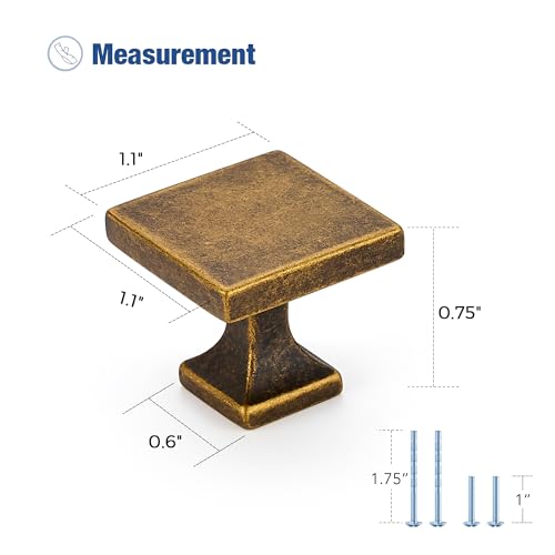 Ravinte Cabinet Knobs Antique Brass Square Knobs, Drawer Knobs, 10 Pack - color: Antique Brass