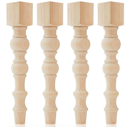 Threehoney 4 Pcs Wooden Farmhouse Table Legs, 29" x5'', Round - color: Round, size: 29"x5''