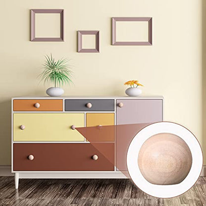 Jetec 30 Pcs Unfinished Wood Ball Knobs for Crafts Round Drawer Handles