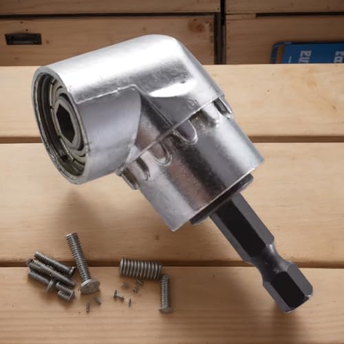 105 Degree Right Angle Drill Adapter 1/4 Inch Hex Bit Driver Attachment - color: Silver, size: 1 Pcs