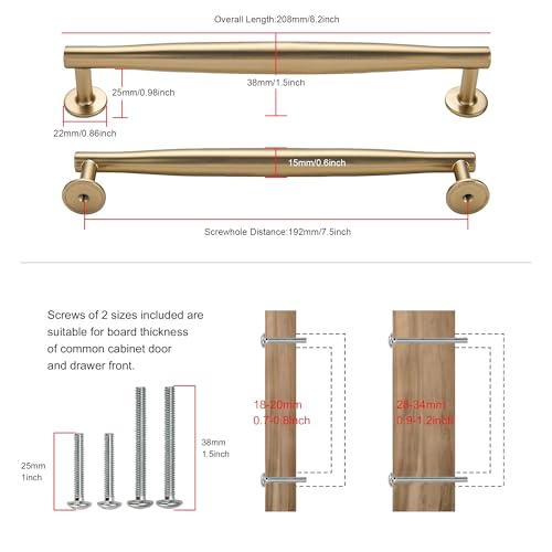 Sailing 5 Pack Cabinet Handles-7.5"/192mm Champagne Bronze Cabinet Pulls for Kitchen Bathroom Living Room Bedroom Modern Drawer Handles - color: Champagne Bronze, size: 7.5"(192mm) Hole Center-5Pcs