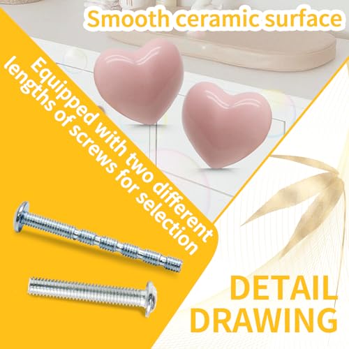 12 Pcs Ceramic Cabinet Knobs, Heart Shaped, Powder Pink - color: Powder Pink, size: 12 Pack