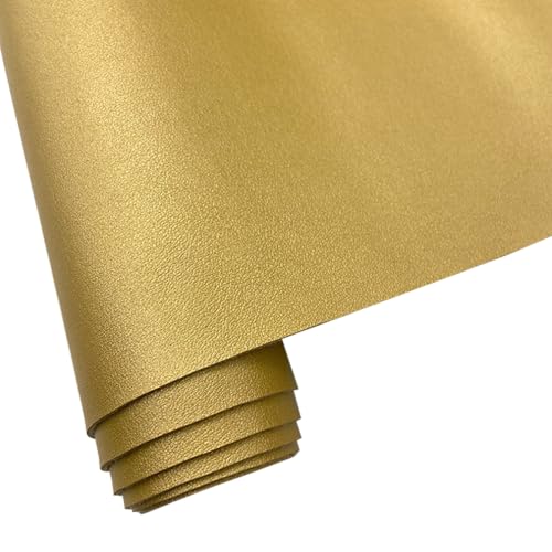 Soft Smooth Faux Leather Fabric Solid Color Vegan Synthetic Imitation Leather Fabric 16" x 54” Large Size for Upholstery Crafts, DIY Sewings, Earrings Bows Wallets Making (Gold) - color: Gold