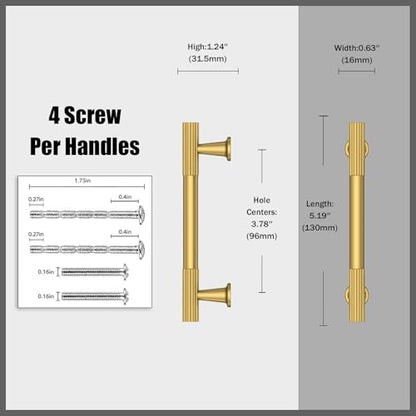 10 Pack Vibrant Brushed Moderne Brass Cabinet Pulls 3.75 Inch(96mm) Kitchen Cabinet Handles Cabinet Hardware for Drawer Pulls - color: Vibrant Brushed Moderne Brass, size: 3.75" Hole Center