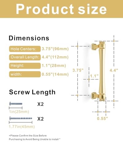 LIMUR 10 Pack 3.75 Inch (96mm) Hole Center Brushed Gold Cabinet Pulls – Solid Zinc Alloy Kitchen Cabinet Handles, Drawer Pulls for Bathroom Vanity, Dresser & Wardrobe, M4 Screws Included - color: Brushed Gold, size: 3.75"/96 MM Hole Center