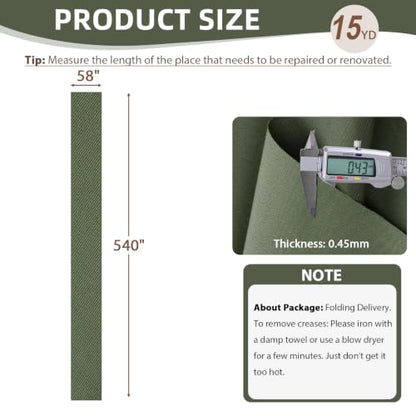 600D Outdoor Upholstery Fabric 58” W Waterproof Canvas Fabric by The Yard - color: Army Green, size: 15 yard