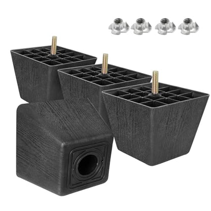 4pcs Plastic Square Legs 3" with T-Nuts, M8-1.25 Thread, Widen - size: 3 Inch Widen, M8-1.25 Metric Thread Bolts