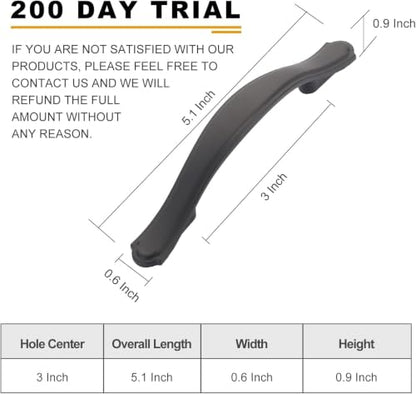 6 Pack Matte Black Kitchen Cabinet Handles Cabinet Pulls 3 inch Hole Center Cabinet Hardware Drawer Handles for Cabinet Dresser and Cupboard AT2792MB - color: Matte Black, size: 3 Inch Hole Centers, style: 6 Pack