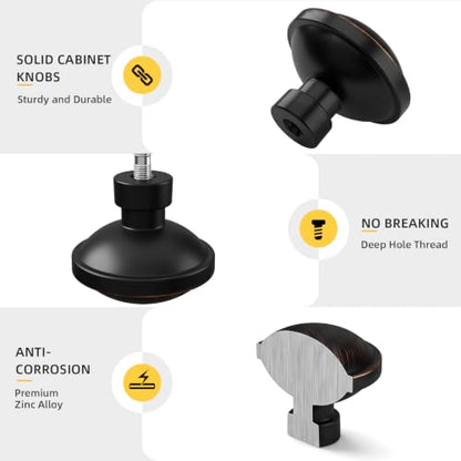 Goldenwarm Oil Rubbed Bronze Cabinet Knobs, Round Drawer Handles 1-1/4 Inch 10 Pack | Rustproof Single Hole Cabinet Hardware, Solid Zinc Alloy, Screws Included for Cupboard Closet Furniture Upgrade - color: Oil Rubbed Bronze, size: Knob(1-1/4 In)