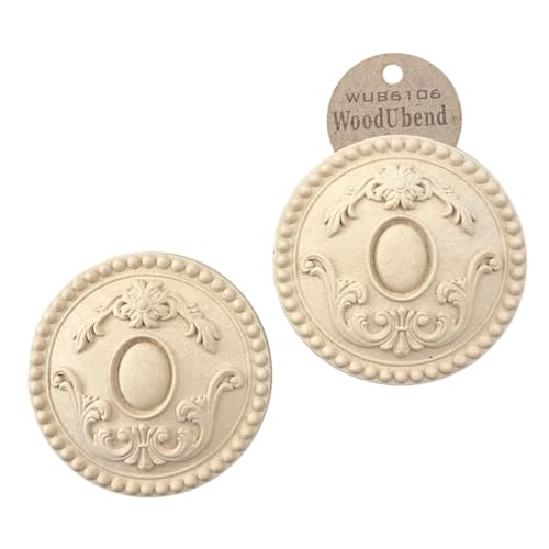 WoodUbend WUB6106 Pack of 2 Centerpieces - Wood Appliques - Heat Bendable & Flexible Onlays 11x11cm - DIY Craft, Furniture & Home Decor - Easy to Apply & Paint - Reusable & Durable Decals