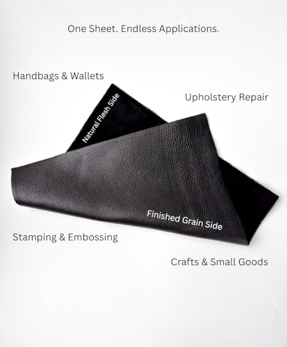 Natural Grain Cow Leathers: 12'' x 12'' Pre-Cut Leather Pieces (Black, 3 Pieces) - color: Black, size: 3 Pieces