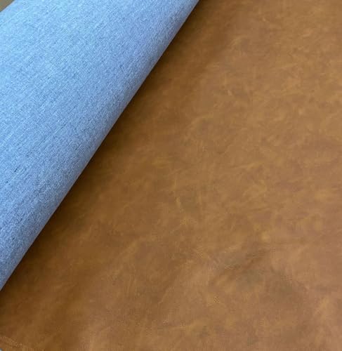 Mybecca Faux Leather Vinyl Fabric Color : Caramel Brown BY THE Yard - color: Caramel Brown, size: BY THE YARD