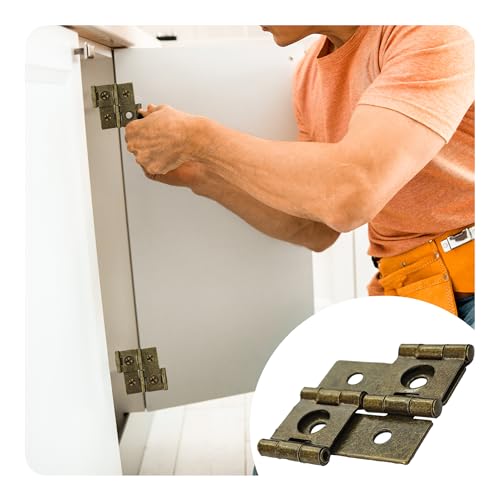 12PCS 47x47mm Double Acting Folding Screen Hinges, Retro Style Cabinet Door Hinges with Mounting Screws, Antique Bronze - color: Antique Bronze