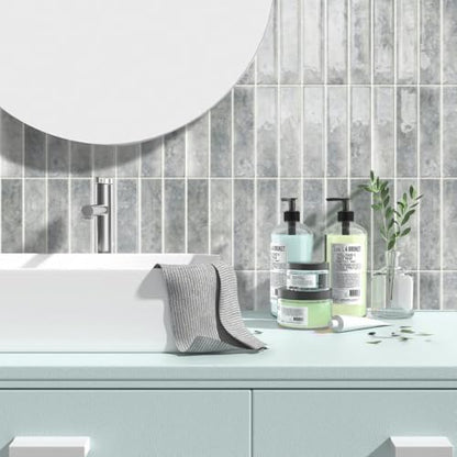 Alwayspon 10 Sheets 12x12inch Grey 3D Vinyl Backsplash Tiles, Self-Adhesive Peel and Stick Wall Tile Stickers Stick on Subway Tiles for Kitchen Bathroom Wall - color: Gray