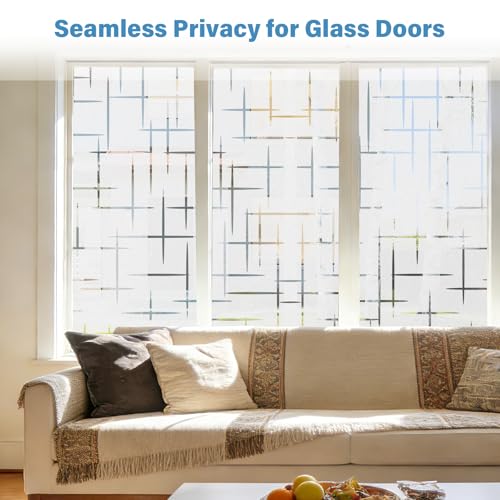 Finnez Window Privacy Film, Frosted Cross Window Cling, 29.5″ x 78.7″ - color: Cross Pattern, size: 29.5 x 78.7 inches