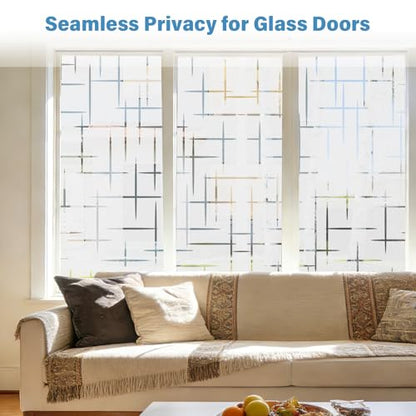 Finnez Window Privacy Film, Frosted Cross Window Cling, 29.5″ x 78.7″ - color: Cross Pattern, size: 29.5 x 78.7 inches