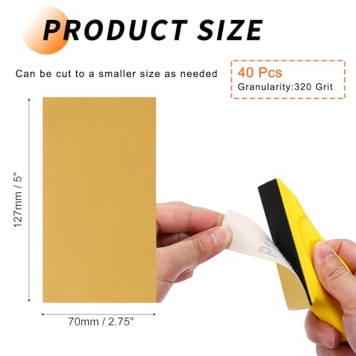 40 Pcs 320 Grit Sandpaper 2.75x5 Inch Sand Paper Alumina Abrasive - size: 2.75 x 5 Inch(320 Grit)