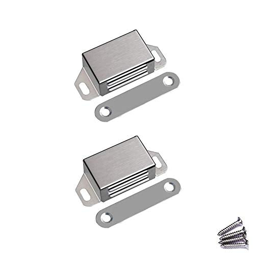 WOOCH Magnetic Door Catch - 30lb High Magnetic Stainless Steel Heavy Duty Catch for Kitchen Bathroom Cupboard Wardrobe Closet Closures Cabinet Door Drawer Latch (2.1 in Silver, 2-Pack) - color: Silver, size: 2 Pack
