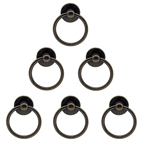 Luomorgo Antique Bronze Ring Pull Handle Knobs, 6 Pcs - color: Bronze-6pcs