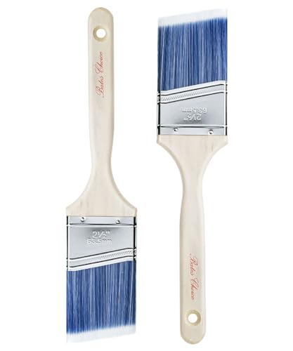 Bates Paint Brushes - 2.5 Inches Angle Brushes, 2 Pack, Treated Wood Handle for Walls, Stain, Furniture Painting - color: Wood Handle Angle, size: 2 Pack, 2.5"
