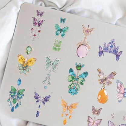 50Pcs Gem Butterfly Scrapbook Stickers – Crystal Butterfly Clear Stickers for Journaling, Scrapbooking, Laptop, Art Crafts - color: Crystal Butterfly