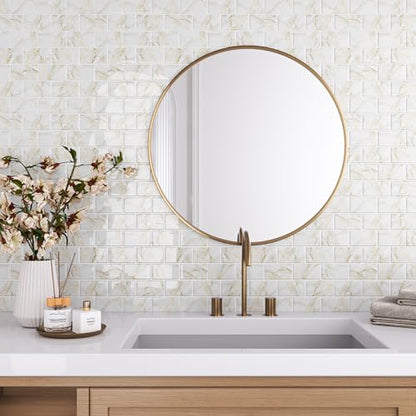VEELIKE Gold Marble Subway Tile Peel and Stick Backsplash for Kitchen Back Splash Tile Stickers 6-Sheets Adhesive Stick on Backsplash Peel and Stick for Bathroom Renter Friendly Wall Tiles 12''x12'' - size: Box of 6 Tiles