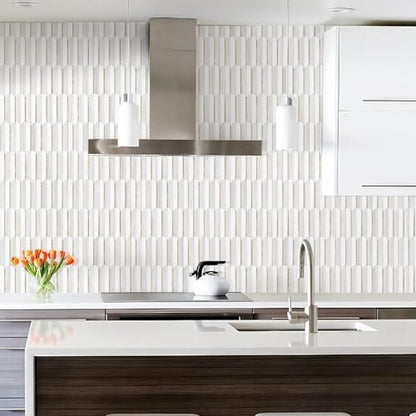 Vamos Tile Peel and Stick Backsplash Seamless Tile,10-Sheet,Matt Fish Scale - color: Dolomite Gray and White+Light Gold Metal