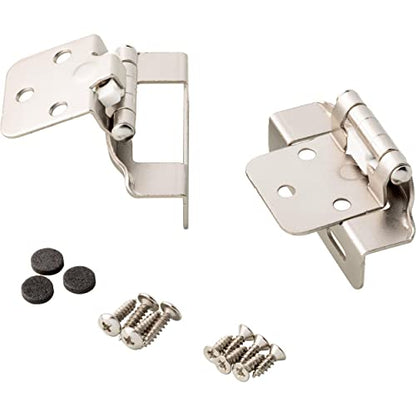 Franklin Brass (10-Count) Self-Closing Cabinet Hinges 1/2' Semi-Wrap Overlay for Cabinet Doors Kitchen/Cabinets/Cupboards/Furniture, Satin Nickel H01915K-SN-B (Pack of 10) - size: 1/2" Overlay (Pack of 10)