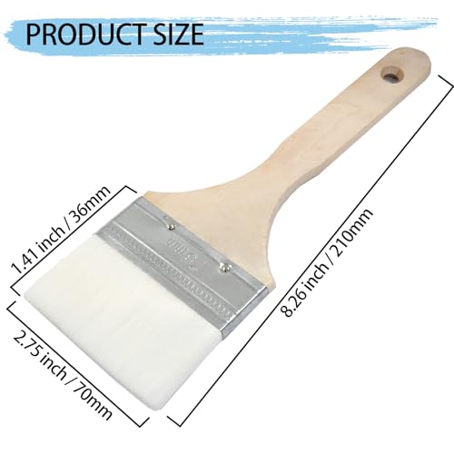 3 Inch Wide Wool Paint Brushes, Set of 2 for DIY and Furniture - size: 3 Inch
