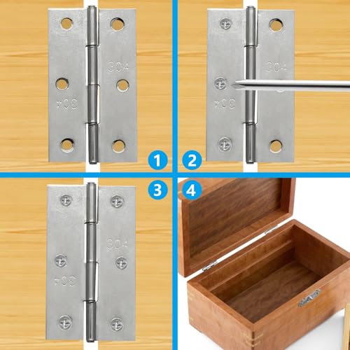 Piutouyar 12 Pack Butt Hinge 3 Inch Mini Hinges, Silver - size: 3 Inch