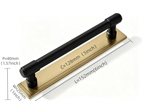 khtumeware 5 Pack 5 Inch Hole Center Matte Black Cabinet pulls and Champagne Bronze Solid Backplate Cabinet Pulls Kitchen Cabinet Hardware for Cupboard Drawer Pulls - color: Black And Champagne Bronze, size: 5"(128mm) Hole Center