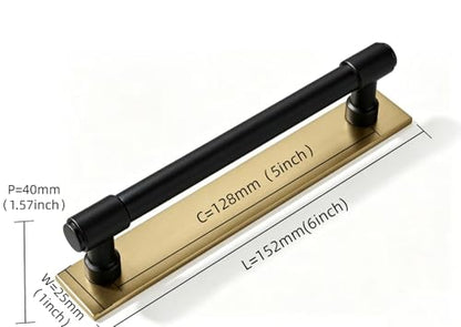 khtumeware 5 Pack 5 Inch Hole Center Matte Black Cabinet pulls and Champagne Bronze Solid Backplate Cabinet Pulls Kitchen Cabinet Hardware for Cupboard Drawer Pulls - color: Black And Champagne Bronze, size: 5"(128mm) Hole Center