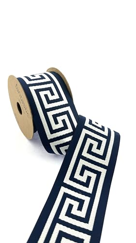 Jacquard Embroidered Trim Tape – Decorative Woven Border for Drapery, Upholstery, Cushions & Home Decor | Ideal for Interior Design, Sewing & Wholesale Projects (V10, 2.7" 3.8 Yards)