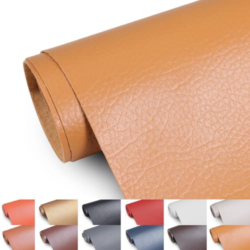 Faux Leather 0.7mm Upholstery Fabric by the Yard 55x72 Inch Camel - color: Camel, size: Pre Cut 2 Yard