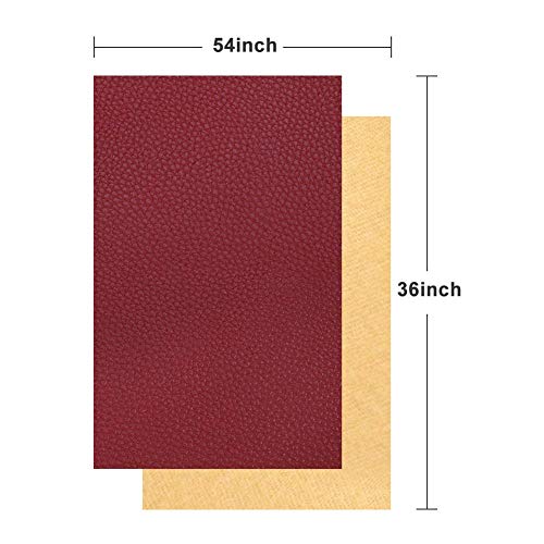 TORRAMI Soft Faux Leather Fabric, 1 Yard 54 x 36 in, Burgundy PU Leather - color: Burgundy, size: 1 Yard (54 x 36 inch)