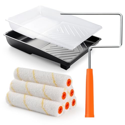 6 Inch Small Microfiber Paint Roller Kit, 9 Pcs